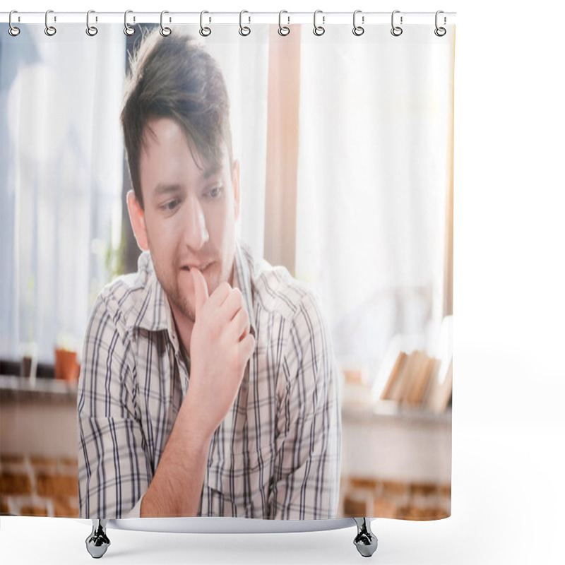 Personality  Young Thoughtful Man  Shower Curtains