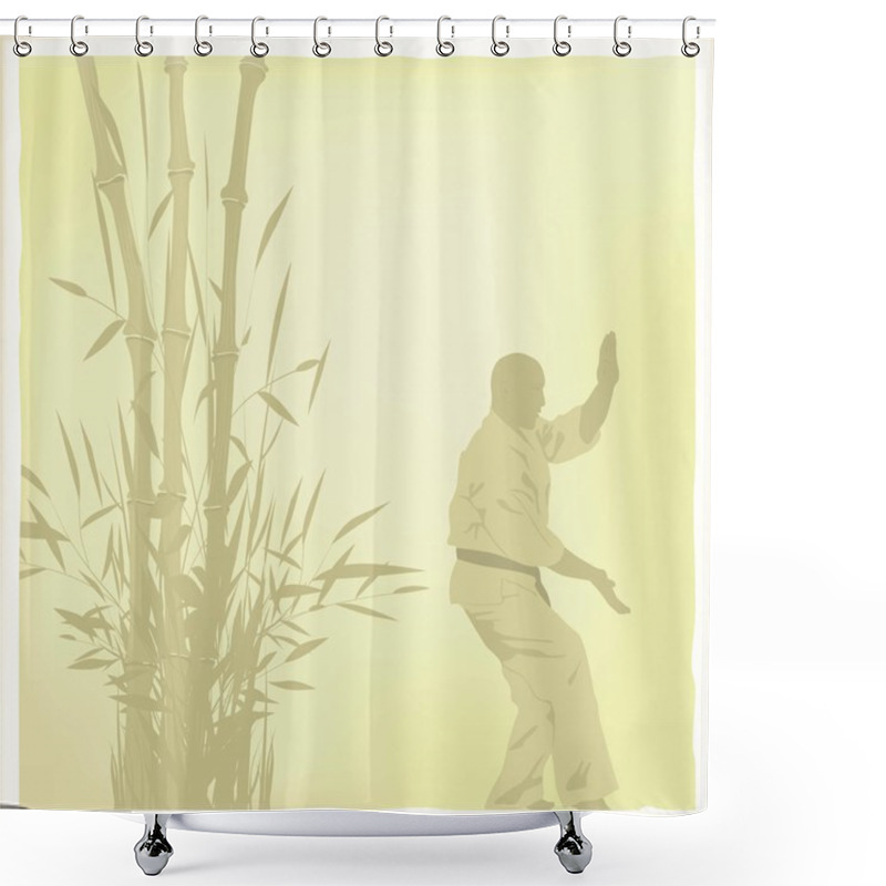 Personality  The Old Illustration, The Man Is Engaged In Karate. Shower Curtains