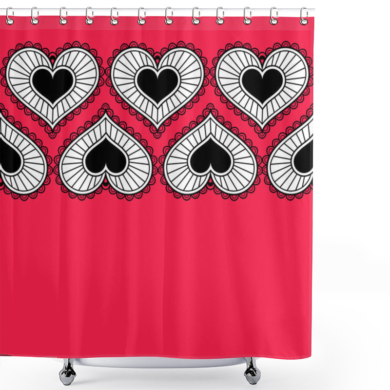 Personality  Card With Ornament From Hearts For Valentine. Shower Curtains