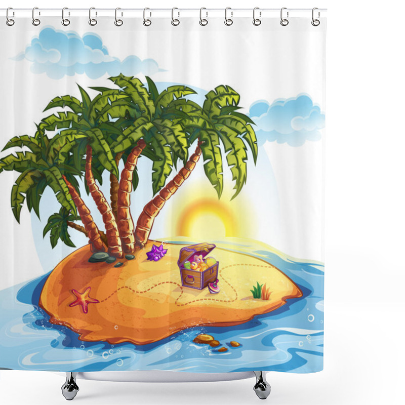 Personality  Treasure Island With A Trunk Shower Curtains