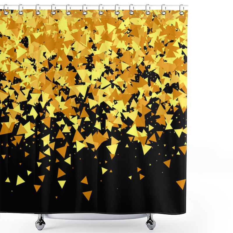 Personality  Gold Confetti On Red. Isolated Golden Dust Particles. Fluid Birthday Card. Random Bridal Backdrop. Foil Border. Geometric Anniversary Backdrop. Vector Round Bokeh. Abstract Iridescent Background. Shower Curtains