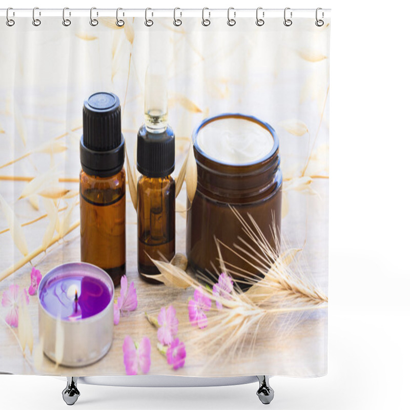 Personality  Spa Oils In Bottles Shower Curtains