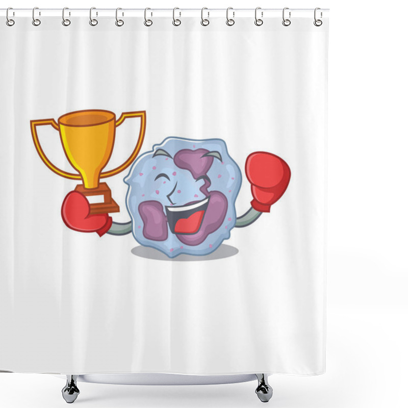 Personality  Fantastic Boxing Winner Of Leukocyte Cell In Mascot Cartoon Style Shower Curtains