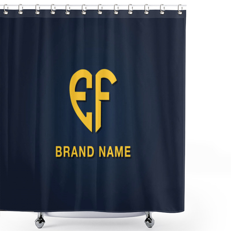 Personality  Minimal Love Initial Letter EF Logo. This Icon Incorporate With Two Love Shape Typeface In The Creative Way.It Will Be Suitable For Which Company Or Brand Name Start Those Initial. Shower Curtains