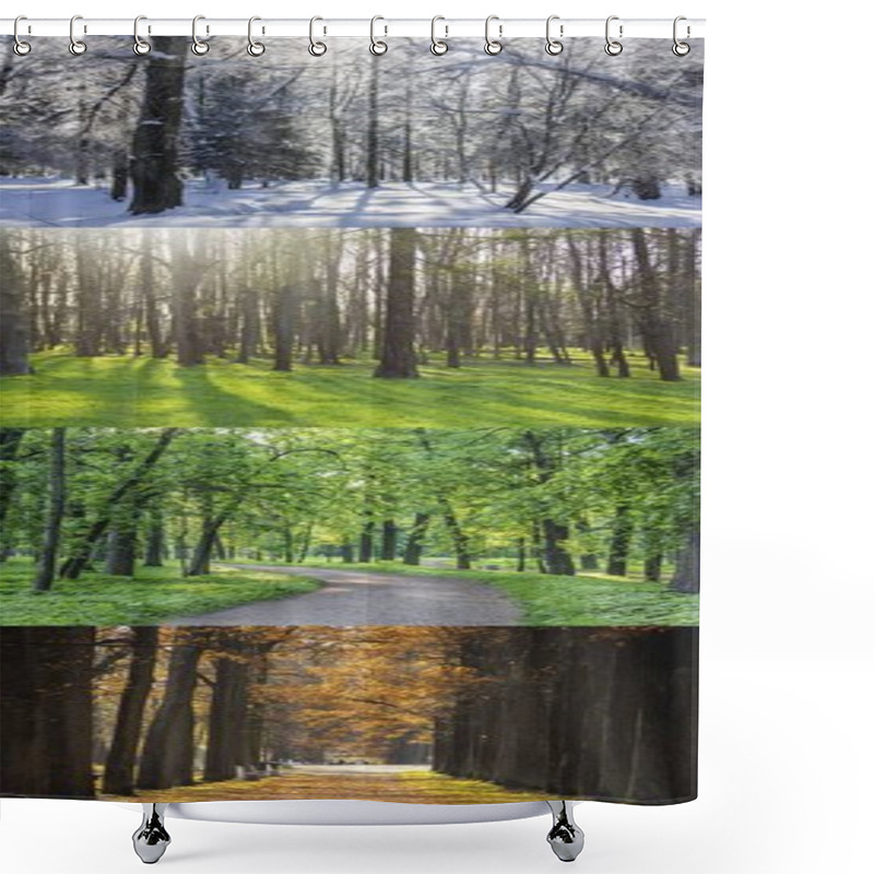 Personality  Collage Photos, All Seasons . Winter, Spring, Summer, Autumn.  Shower Curtains