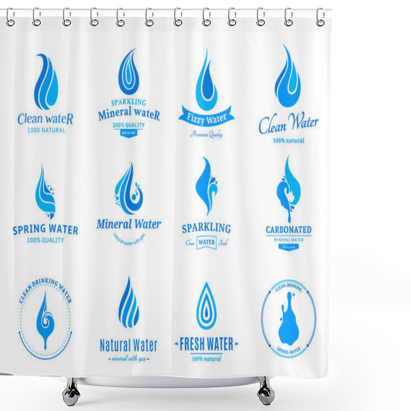 Personality  Water Logos, Label, Icons And Design Elements Shower Curtains