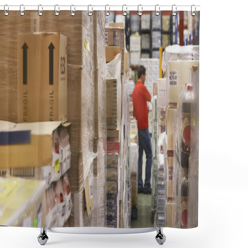 Personality  Warehouse Worker In Warehouse Shower Curtains