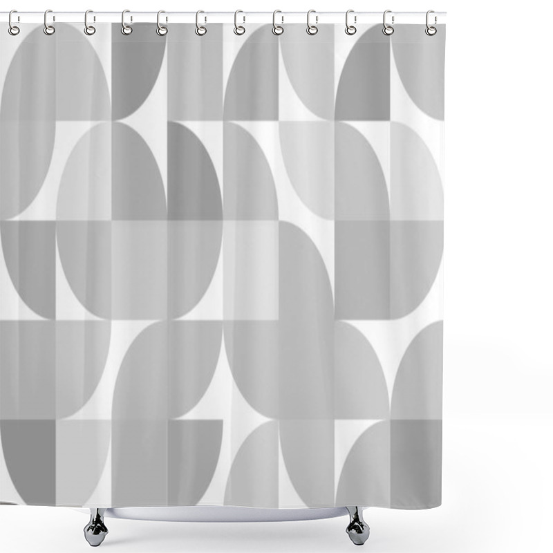 Personality  Gray Abstract Geometric Shape Seamless Pattern Rectangles Squares Circles Clean Shape Mordern Creative Style Vector Texture Background Fabric Textile Paper Print Wallpaper Design Shower Curtains