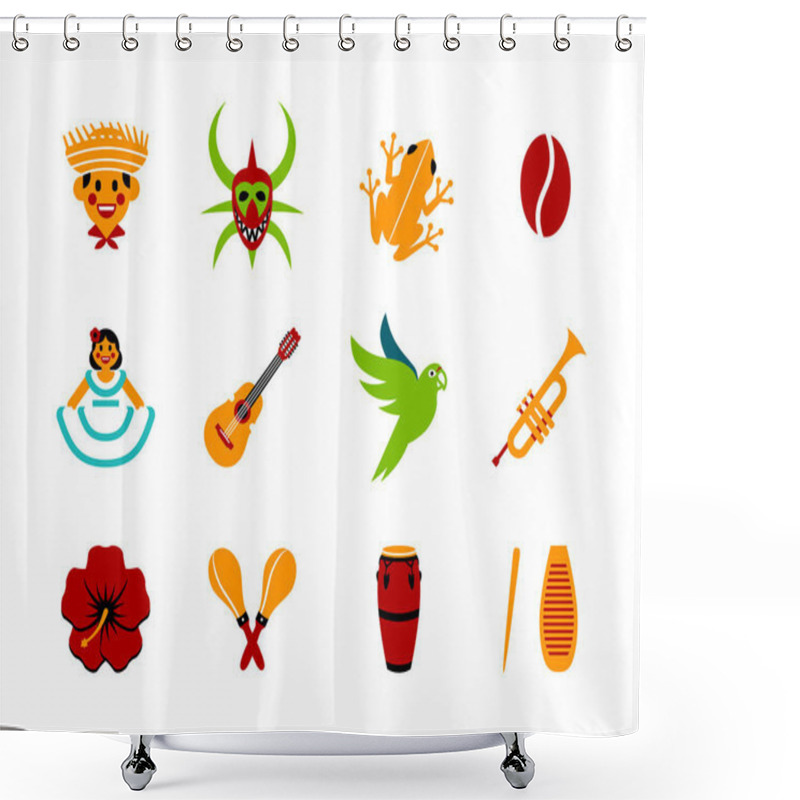 Personality  Vector Set Of Puerto Rico Icons Isolated On White Background Shower Curtains