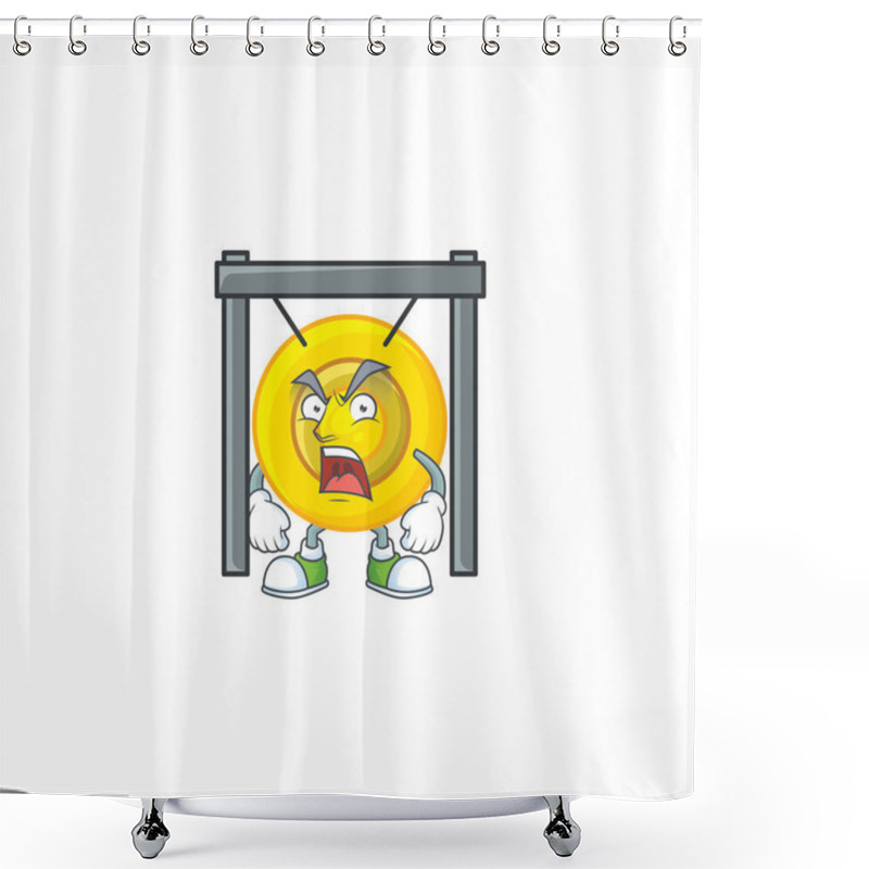 Personality  Chinese Gong Cartoon Character Design Having Angry Face Shower Curtains