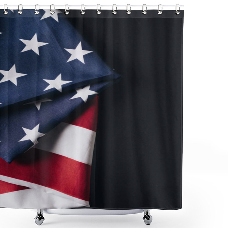 Personality  Folded United States National Flag Isolated On Black, Memorial Day Concept Shower Curtains