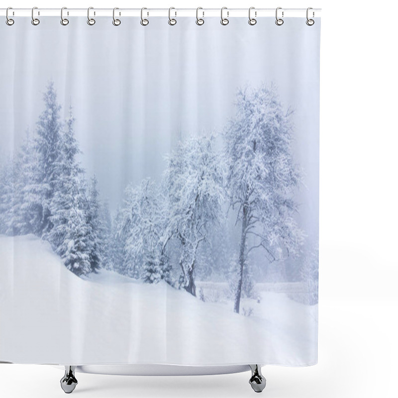 Personality  Beautiful Winter Landscape With Snow Covered Trees. Winter Mountains. Shower Curtains