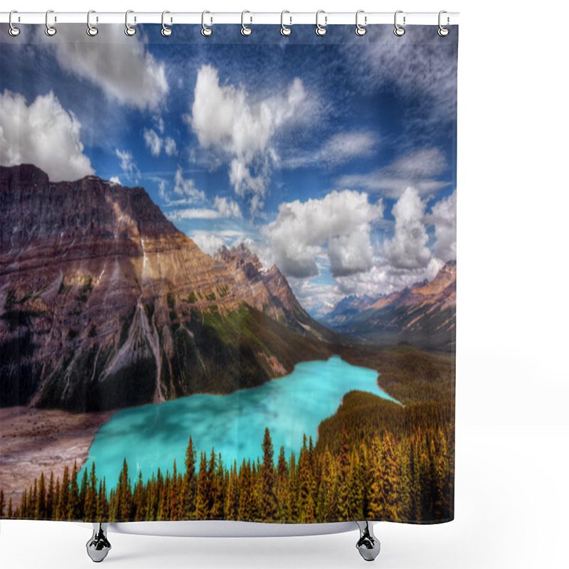 Personality  Beautiful Aqua Blue Mountain Lake Shower Curtains