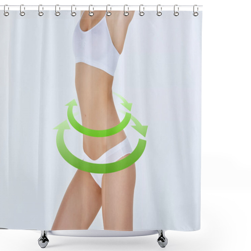 Personality  Female Body With The Green Drawing Arrows Shower Curtains