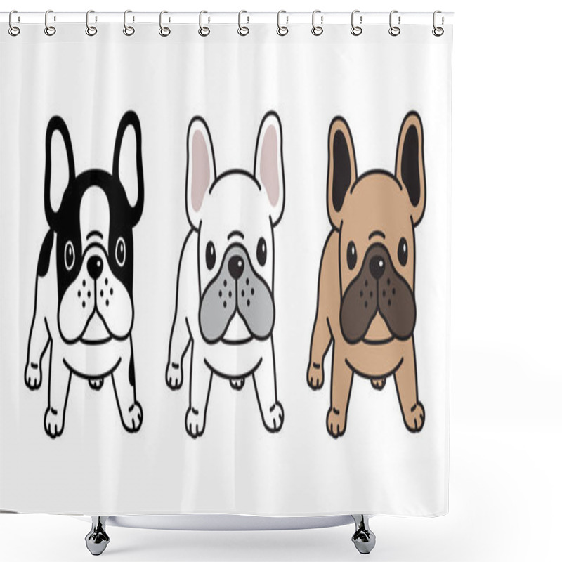 Personality  Dog Vector French Bulldog Icon Cartoon Character Puppy Breed Logo Illustration Shower Curtains