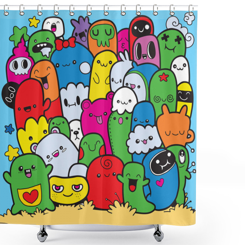 Personality  Cute Monster Set Shower Curtains