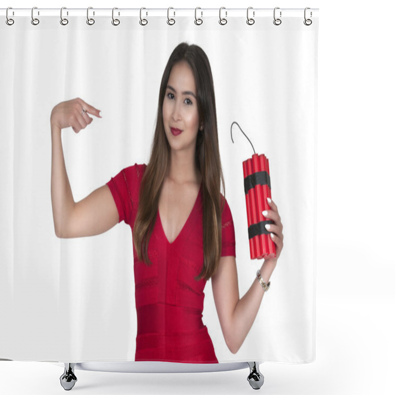 Personality  Hot Woman Holding Dynamite Shower Curtains