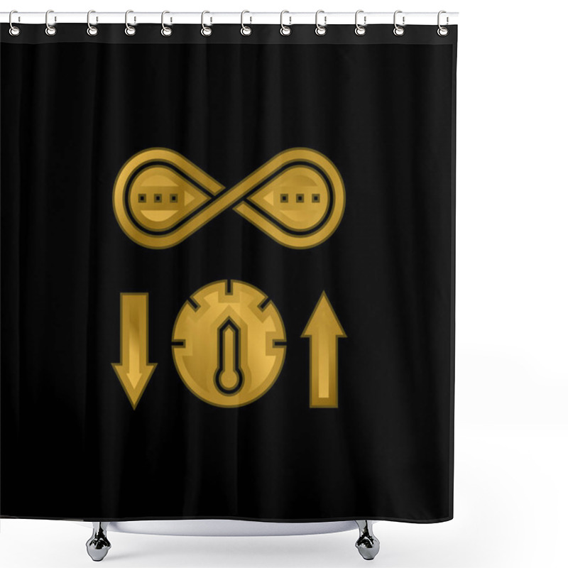 Personality  Bandwidth Gold Plated Metalic Icon Or Logo Vector Shower Curtains