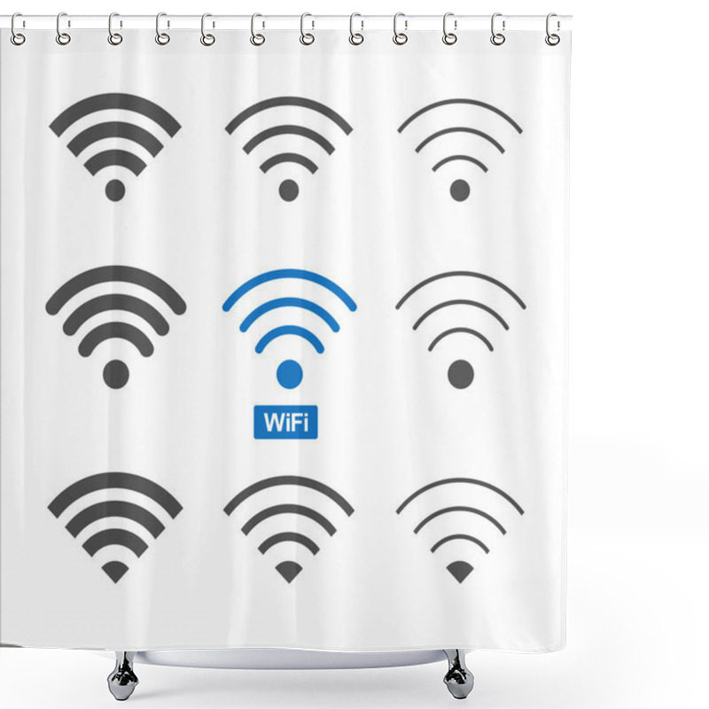 Personality  Wireless Wifi Icons Set Shower Curtains