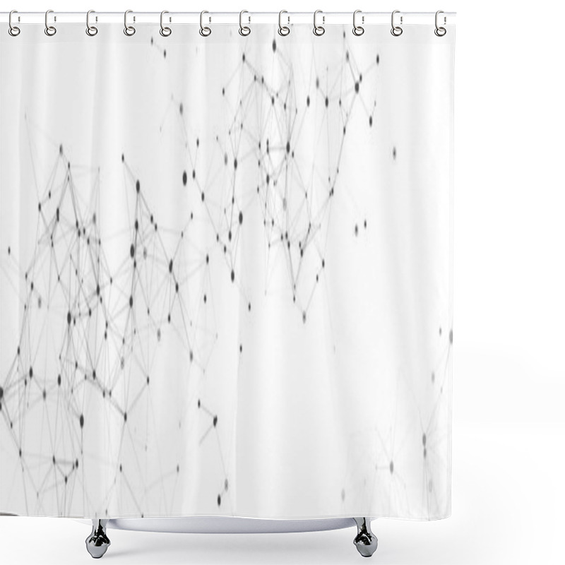 Personality  Abstract Composition With Connecting Dots And Lines And Triangles On The Backround. Horizontal Banner. Connection Technology Background. Futuristic Geometric Composition. Shower Curtains