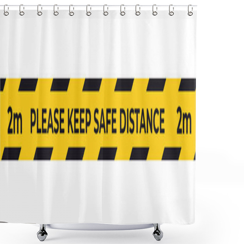 Personality  Warning Yellow Tape For Social Distancing Coronavirus Pandemic Protection Measures Concept Shower Curtains