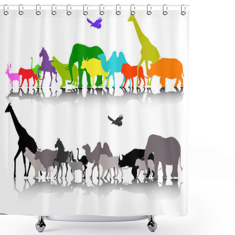 Personality  Beauty Silhouette Of Safari Animal Wildlife Shower Curtains