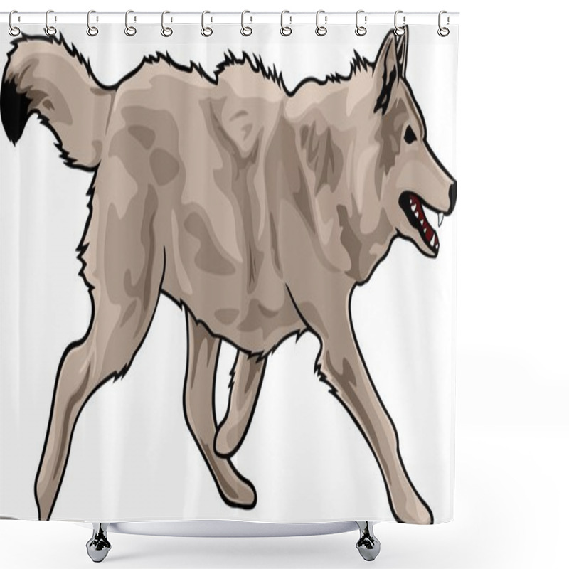 Personality  Running Grey Wolf Shower Curtains