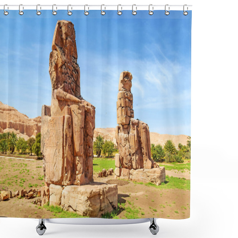 Personality  The Colossi Of Memnon In Luxor, Egypt Shower Curtains