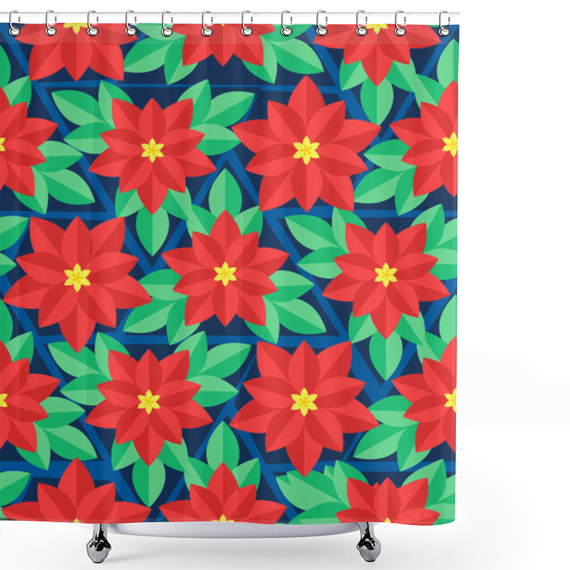 Personality  Seamless Pattern With Poinsettia Flowers Shower Curtains