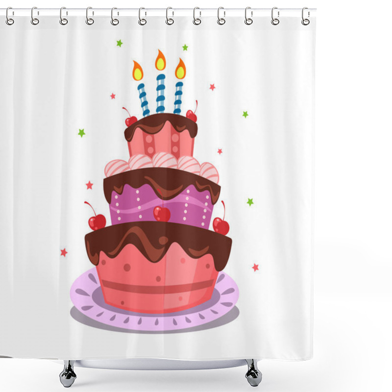 Personality  Card Template With Layered Cake Isolated On White Background Shower Curtains