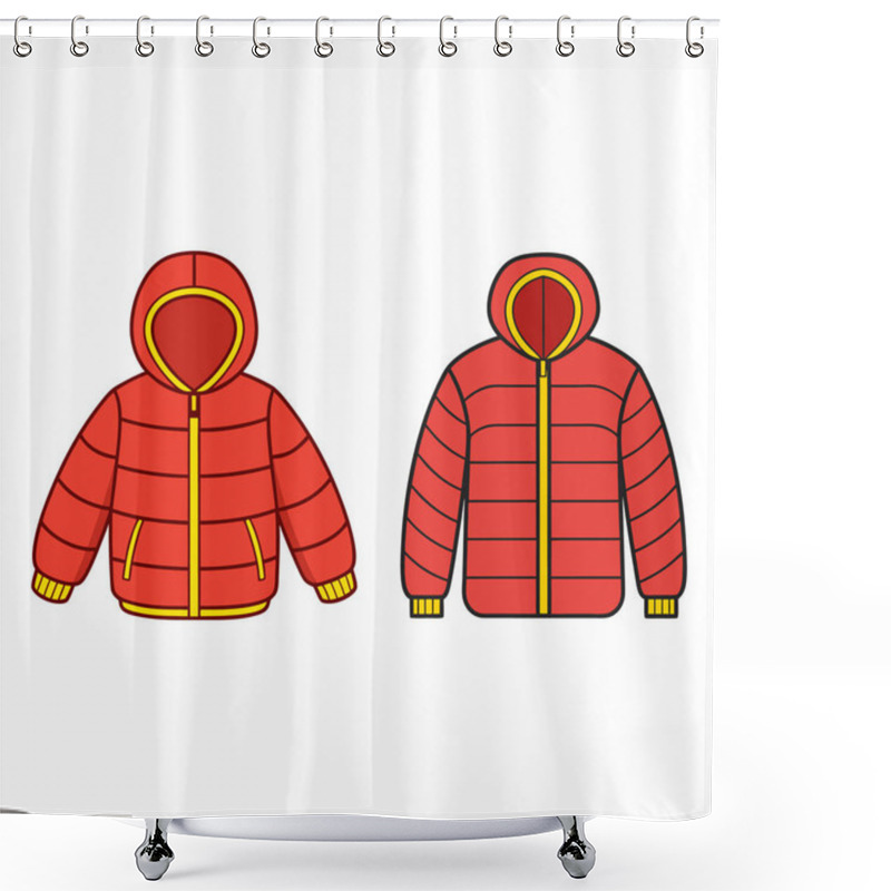 Personality  Two Cartoon Red Hooded Winter Jackets Shower Curtains