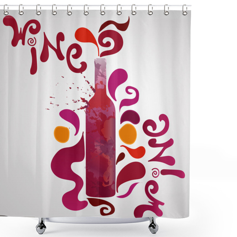 Personality  Glass Of Wine And Bottle  With Splash Red Shower Curtains