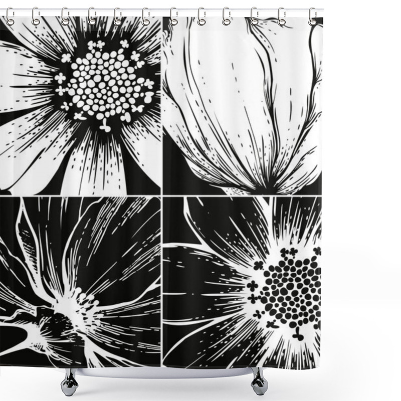 Personality  Set Of Floral Graphic Backgrounds Shower Curtains