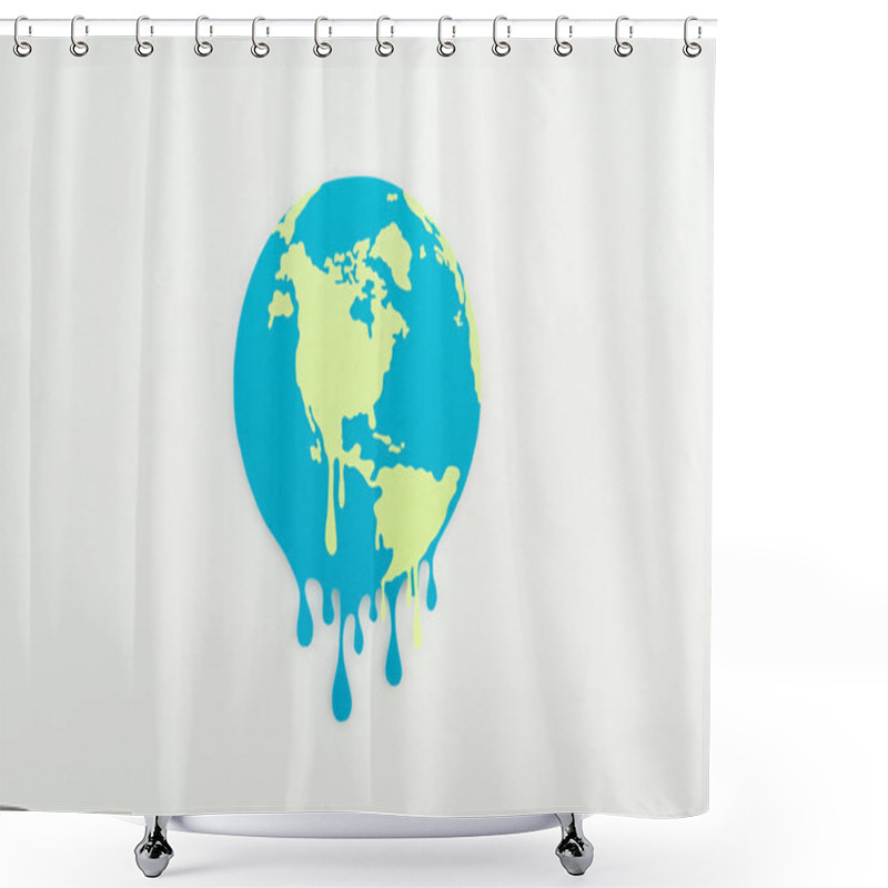 Personality  Melting Paper Cut Globe On Grey Background, Global Warming Concept Shower Curtains