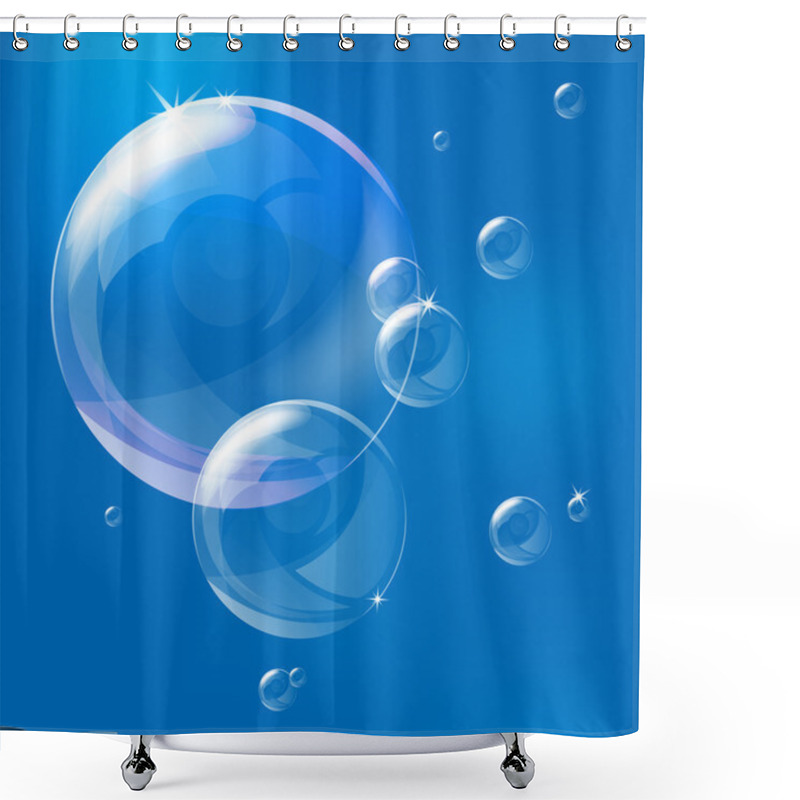 Personality  Blue Bubbles Shower Curtains