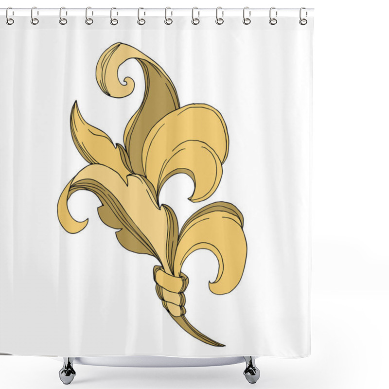 Personality  Vector Golden Monogram Floral Ornament. Black And White Engraved Ink Art. Isolated Ornament Illustration Element Shower Curtains