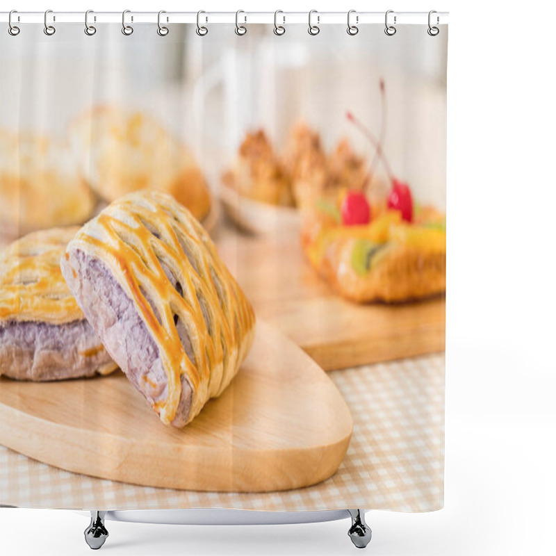 Personality  Taro Pies On Table Shower Curtains