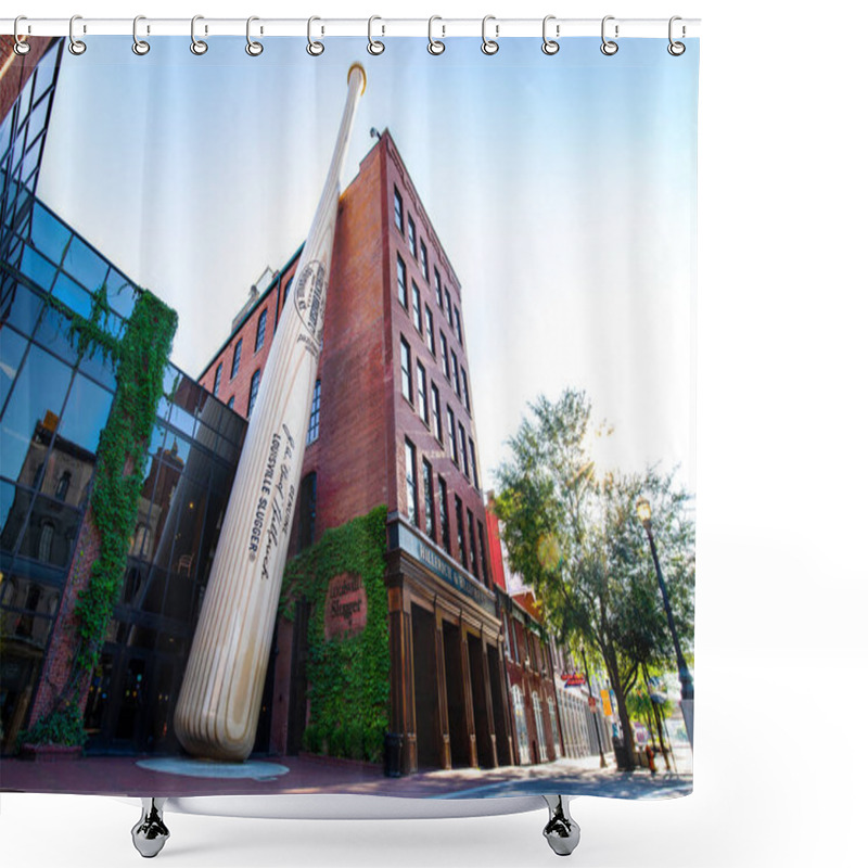 Personality  LOUISVILLE, KY, USA - JULY 23, 2018: The Louisville Slugger Museum & Factory Is Located In The Downtown Louisville And Showcases The Past, Present And Future Of The Brands Success. Shower Curtains