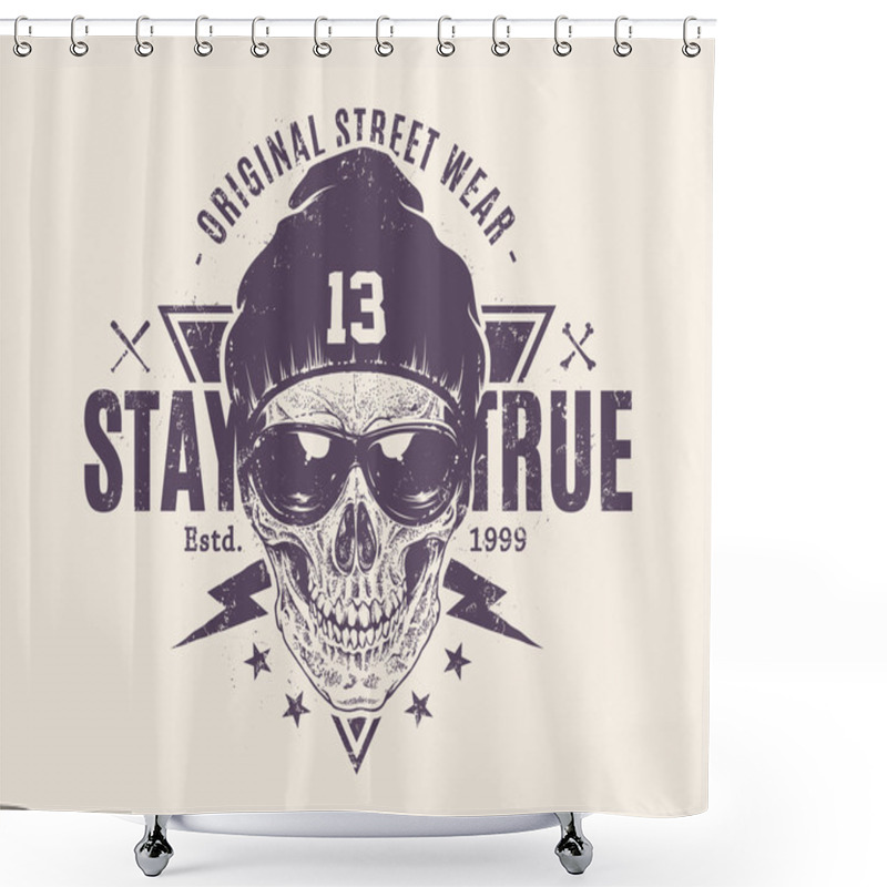 Personality  Dotwork Skull Art Shower Curtains