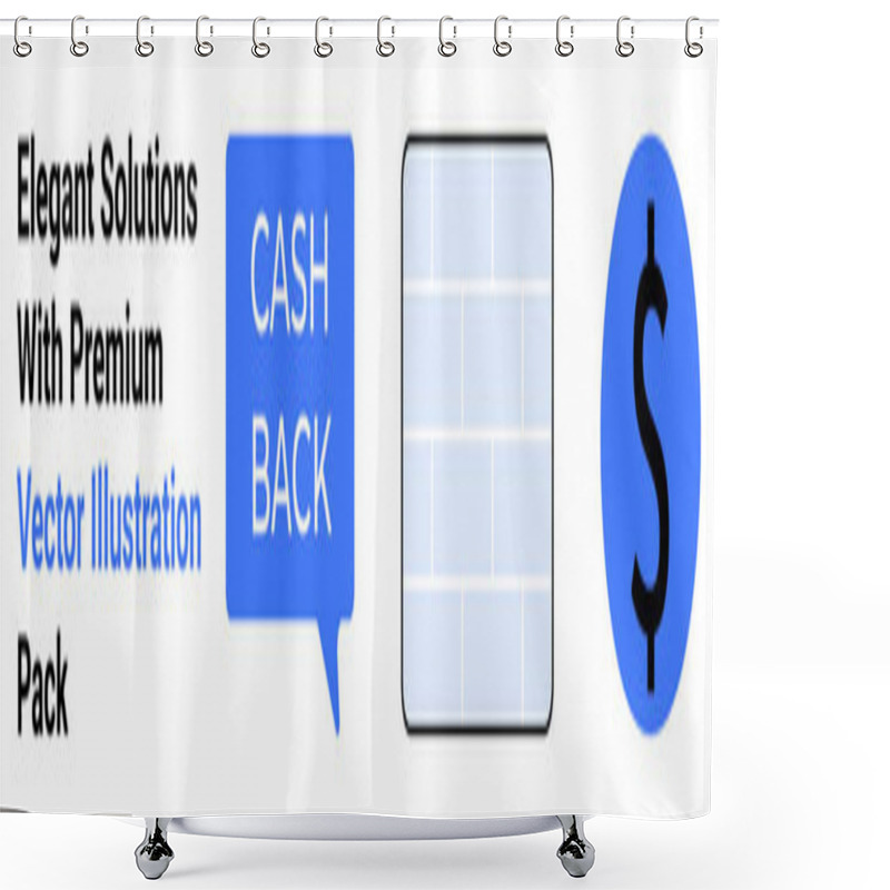 Personality  Cash Back Speech Bubble, Dollar Sign In Blue Circle, And Abstract Brick Design Emphasize Financial Savings, Rewards, And Digital Marketing. Ideal For Ads, E-commerce, Banking, Promotions Budgeting Shower Curtains