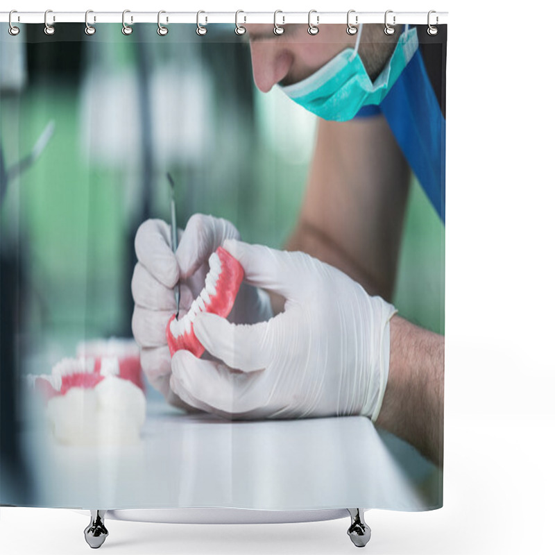 Personality  Dental Prosthesis Working On The Denture Shower Curtains