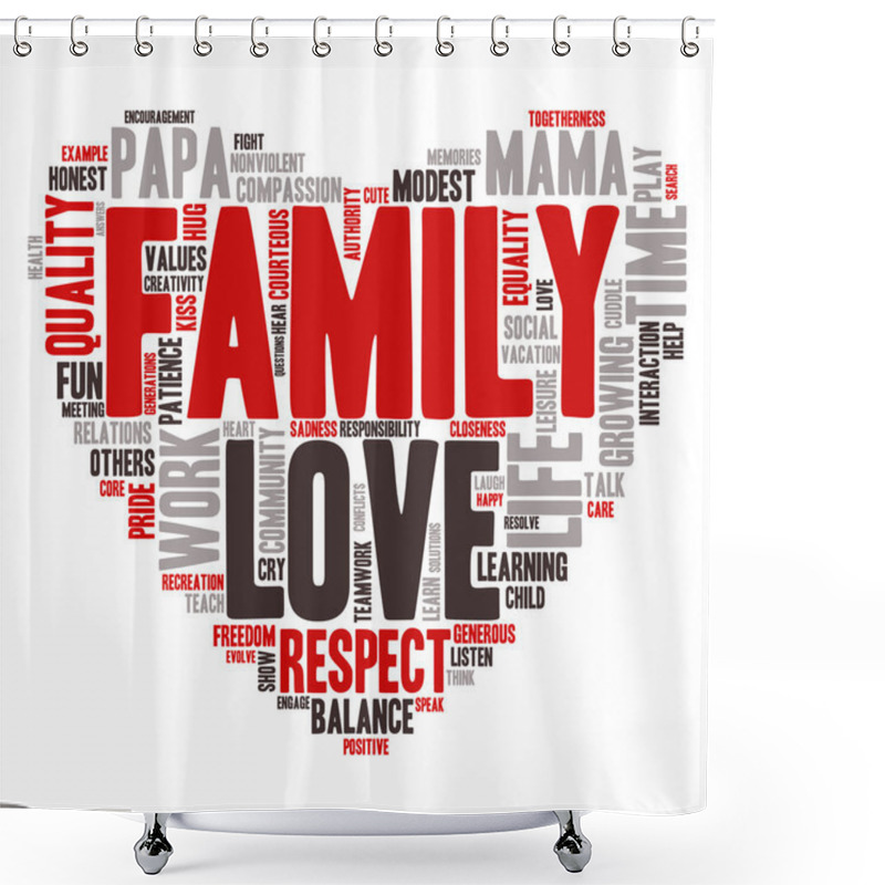 Personality  Word Cloud - Family Values, Love - Heart Shape Shower Curtains