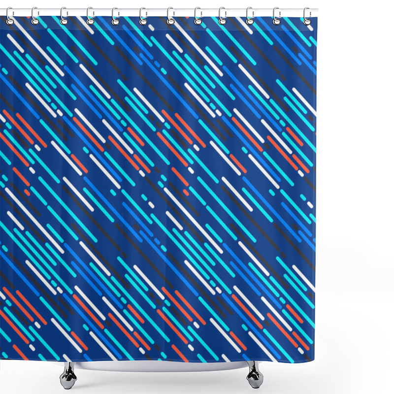 Personality  Seamless Vector Parallel White Dark Grey, Black, Light Red And Blue Diagonal Lines. Seamless Background For Manufacturing, Prints, Gift Wrap And Web Design. Shower Curtains