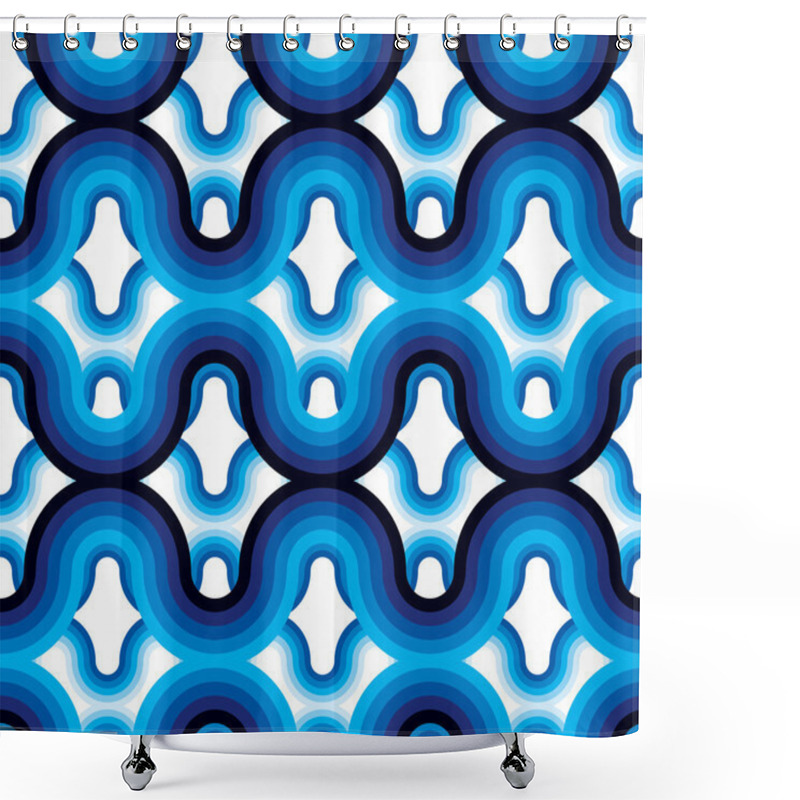 Personality  Geometric Waves Seamless Pattern. Shower Curtains