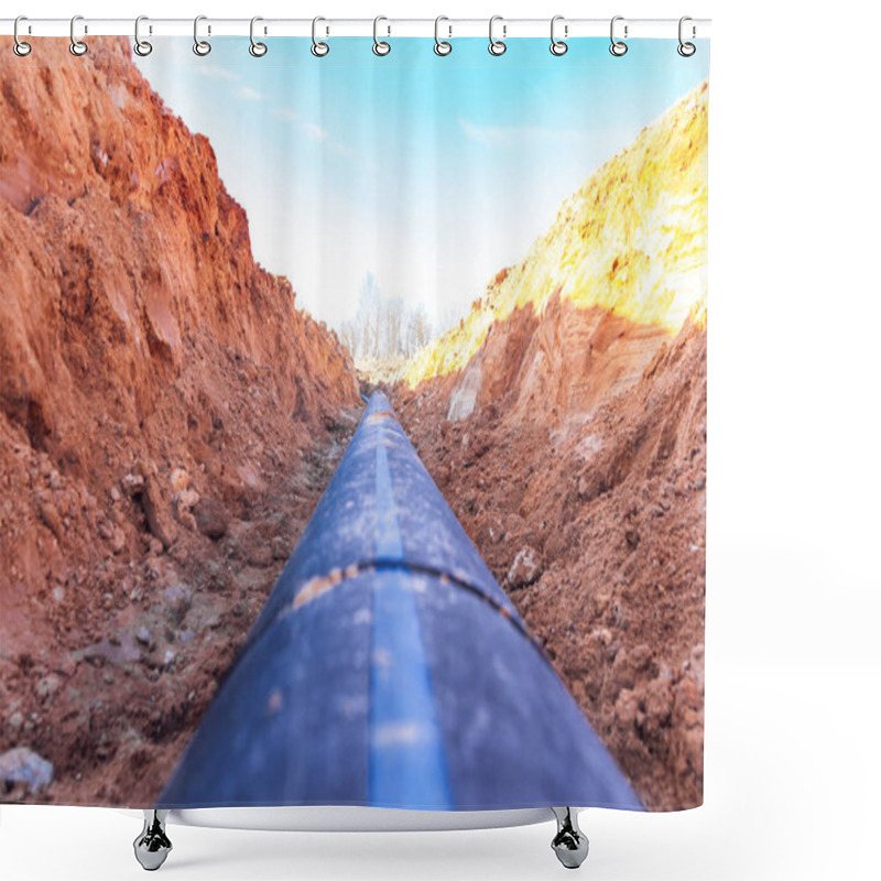 Personality  Plastic Water Pipe Lay In A Trench Shower Curtains