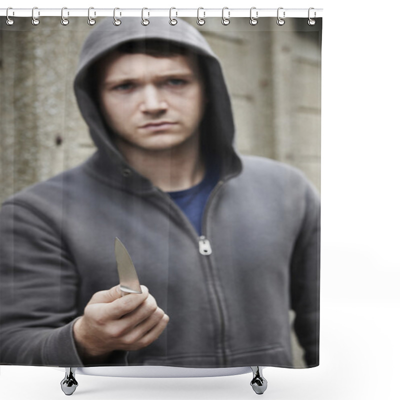 Personality  Threatening Looking Man Holding Knife Shower Curtains