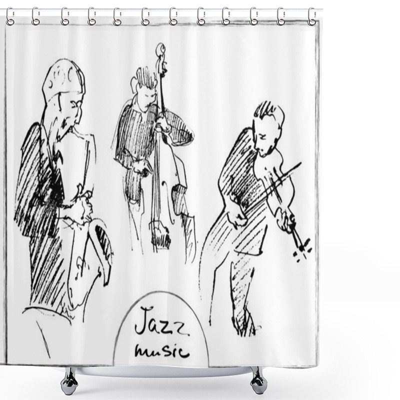 Personality  Sets Of The Sketched Musicians. Handdrawn Illustration Shower Curtains