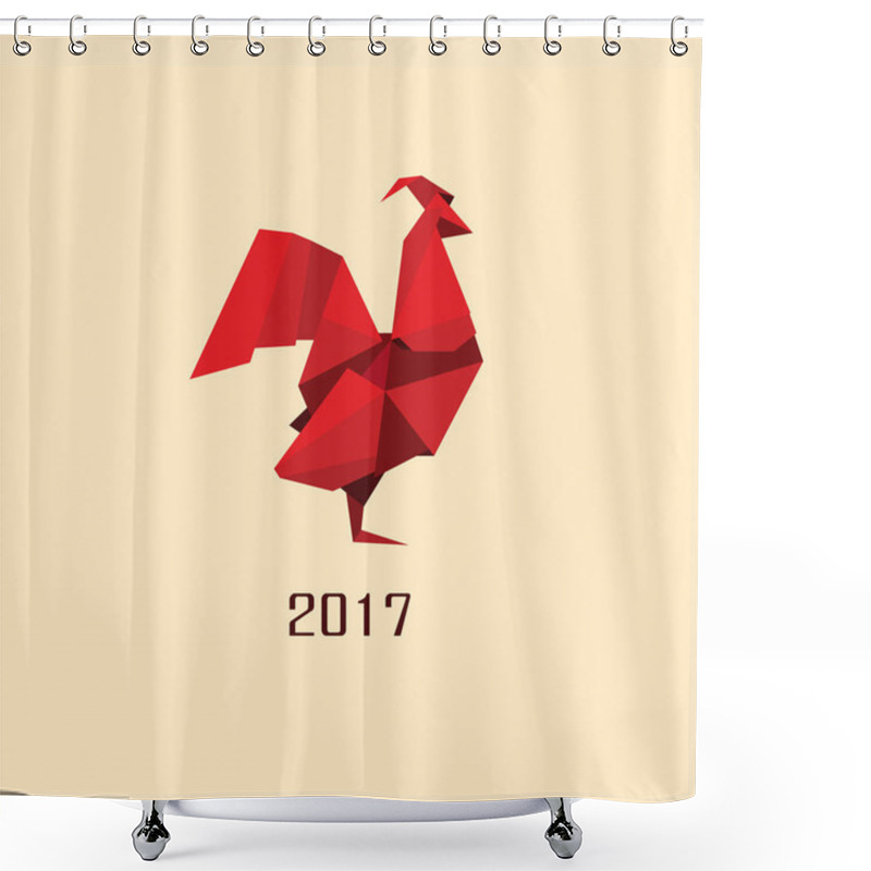 Personality  Vector Illustration Of Origami Silhouette Of Cock, Rooster Shower Curtains