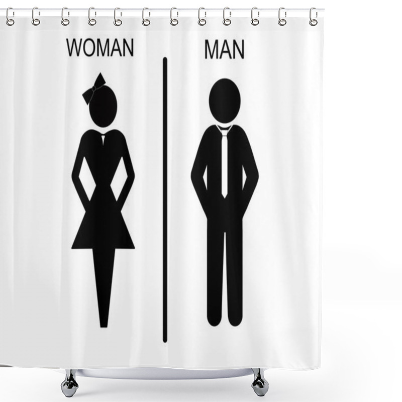 Personality  Vector Man And Woman Icons, Toilet Sign, Restroom Icon, Minimal Style, Pictogram Shower Curtains