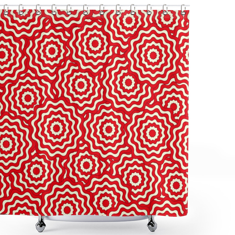 Personality  Seamless Abstract Pattern With Wavy Circles Shower Curtains